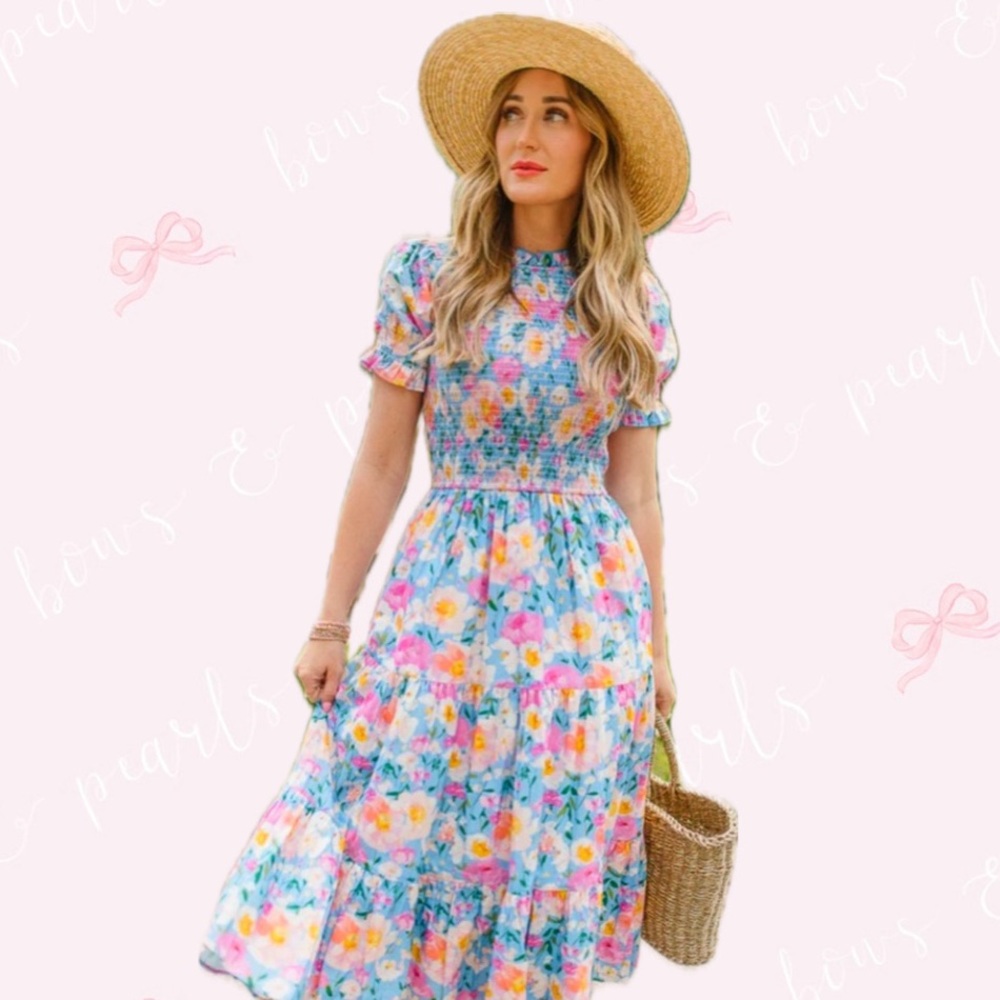 Floral Smocked Midi Dress